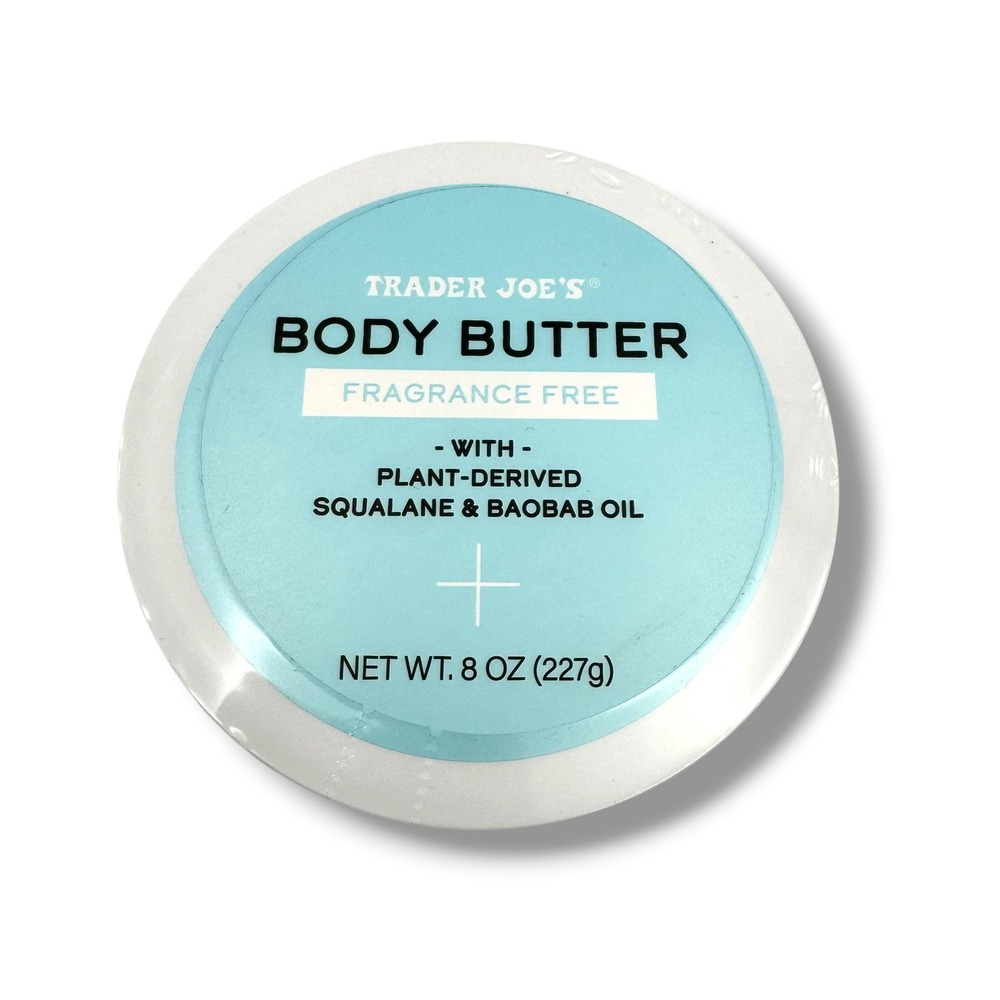 Trader Joe's Body Butter 8 oz White Fragrance Free Squalane Baobab Oil